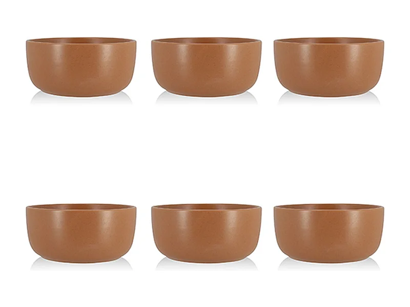 Novastyl - Lot 6 Assiettes Coupes Arita 15cm En Gres Marron