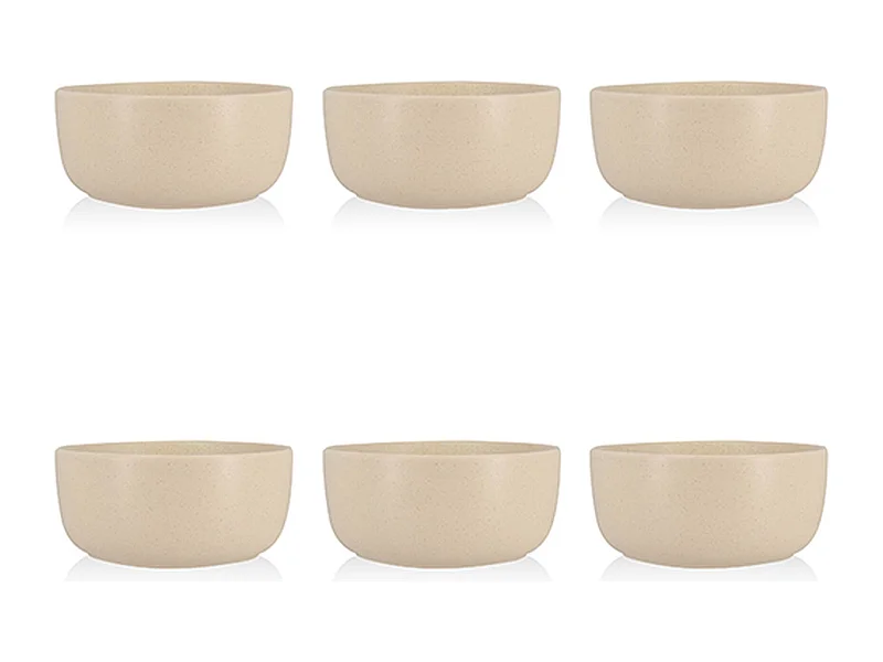 Novastyl - Lot 6 Assiettes Coupes Arita 15cm En Gres Beige