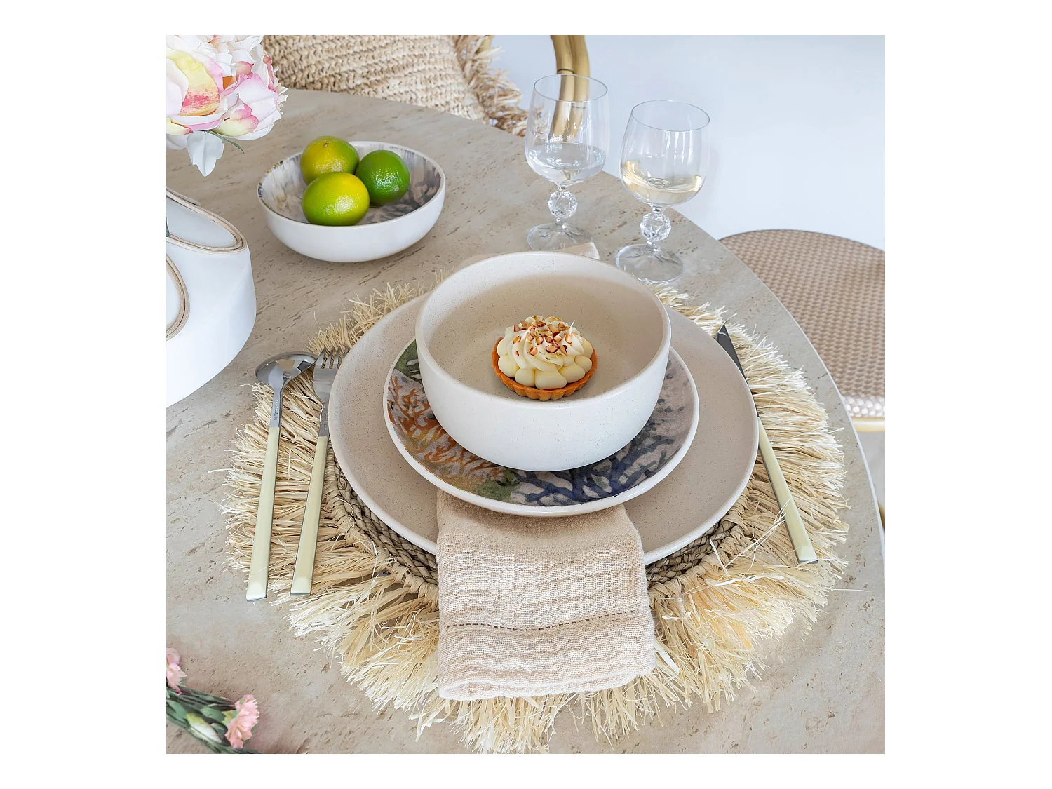 Novastyl - Lot 6 Assiettes Coupes Arita 15cm En Gres Beige