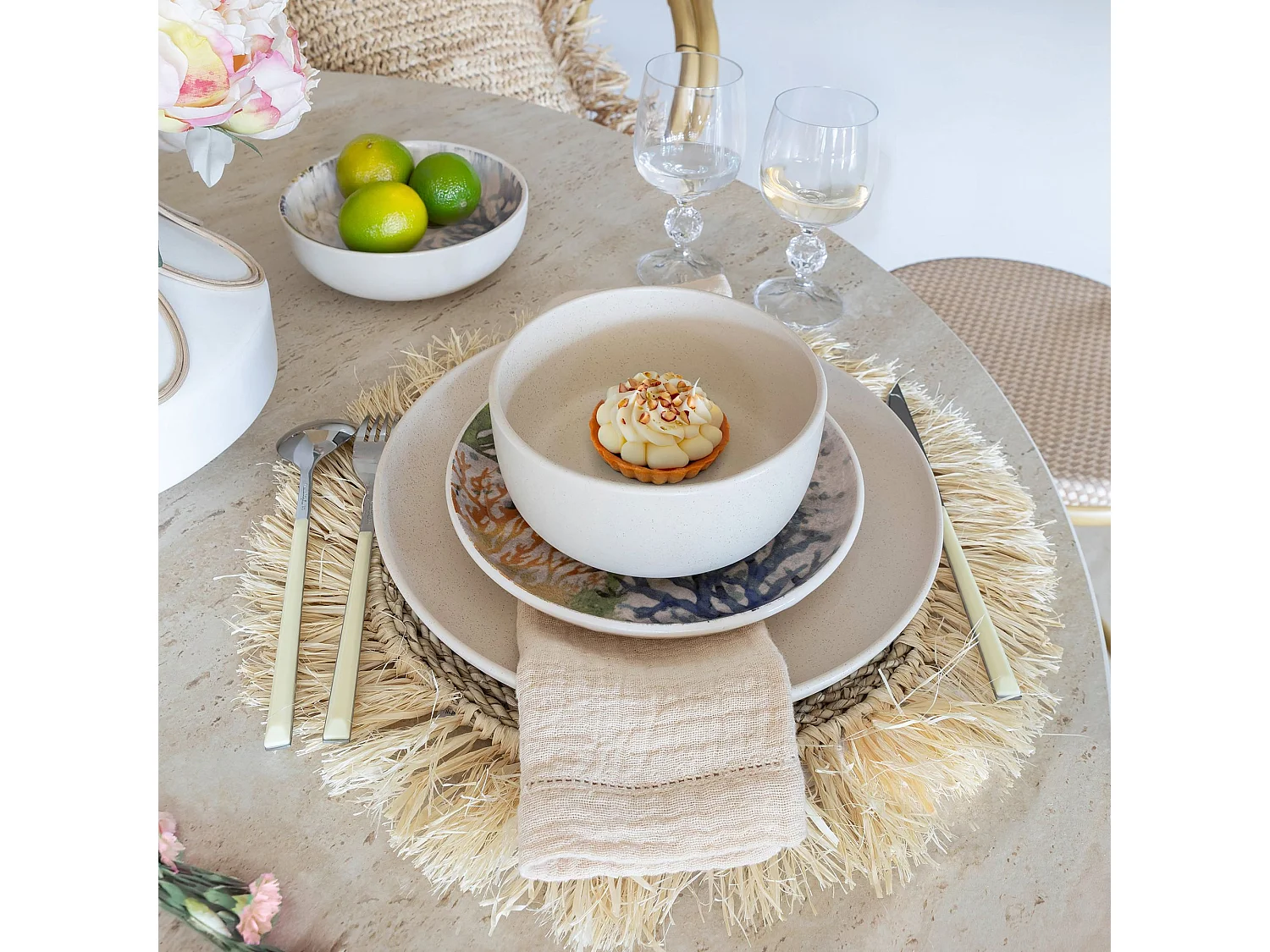 Novastyl - Lot 6 Assiettes Coupes Arita 15cm En Gres Beige