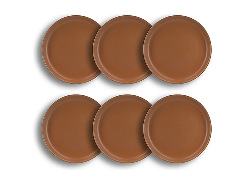 Novastyl - Lot 6 Assiettes Plates Arita 27cm En Gres Marron