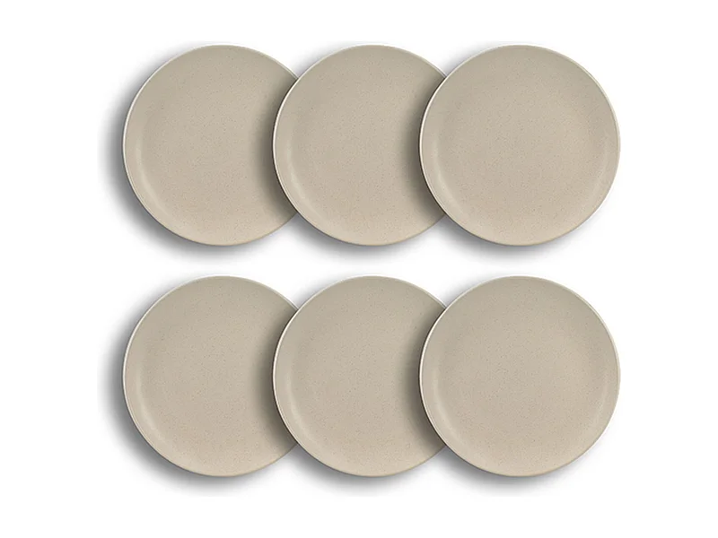 Novastyl - Lot 6 Assiettes Plates Arita 27cm En Gres Beige