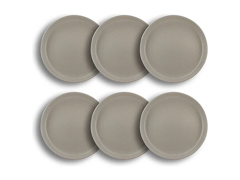 Novastyl - Lot 6 Assiettes Plates Arita 27cm En Gres Gris