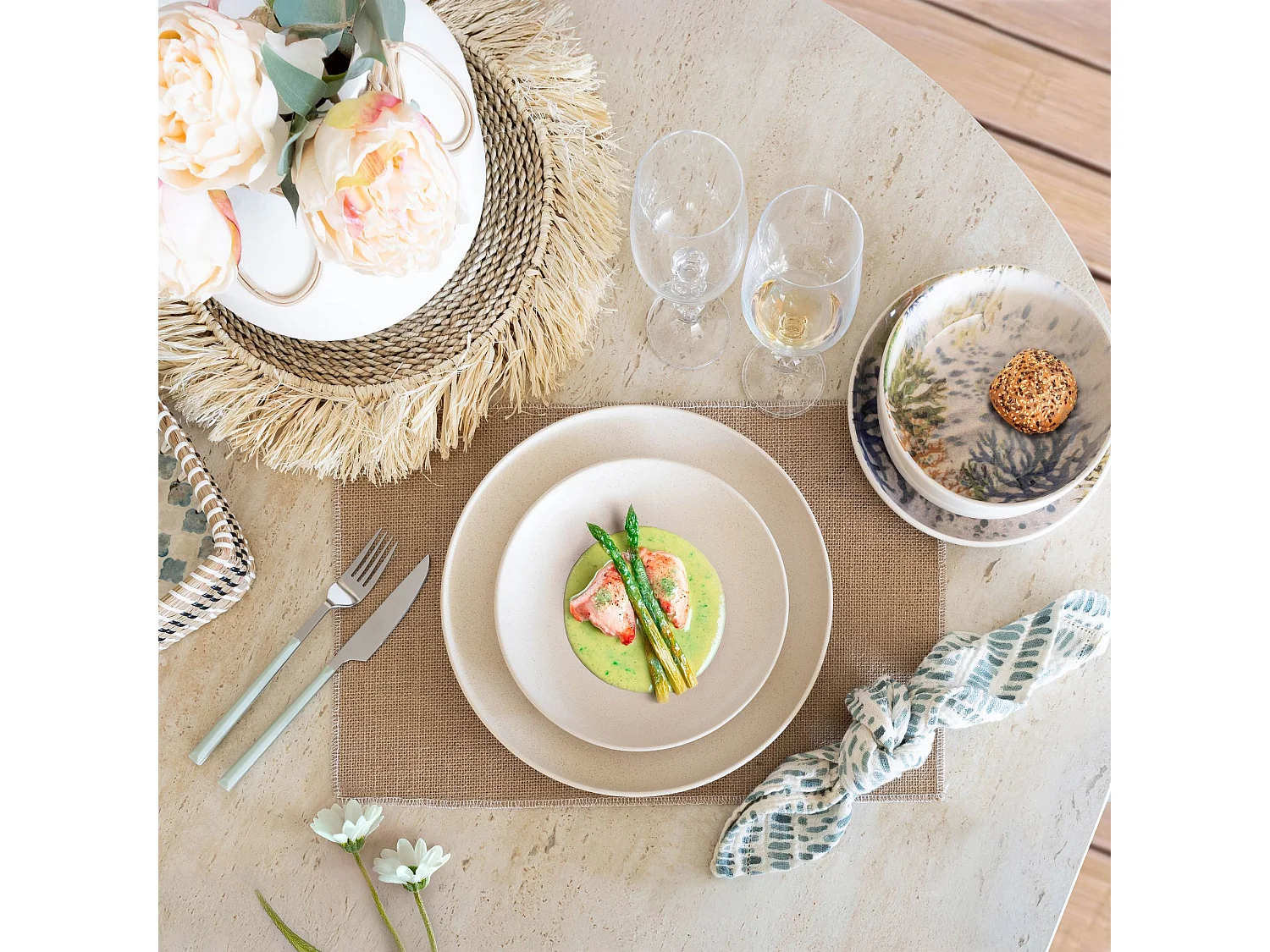 Novastyl - Lot 6 Assiettes A Dessert Arita 20.5cm En Gres Beige