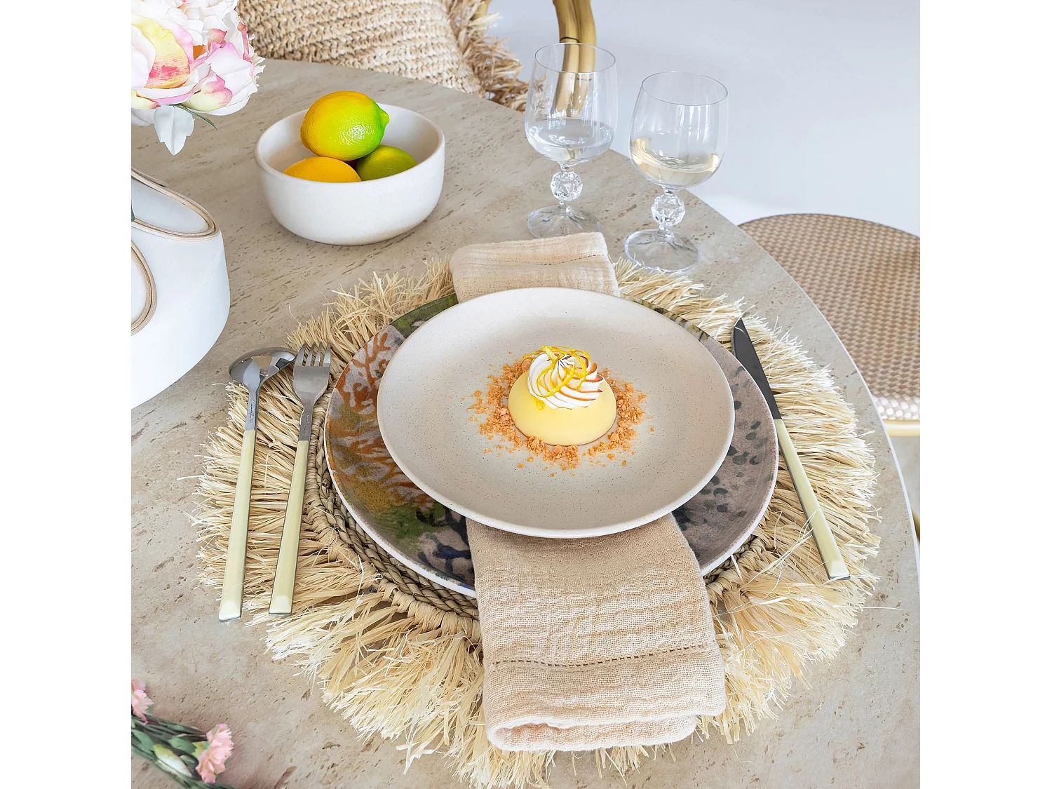 Novastyl - Lot 6 Assiettes A Dessert Arita 20.5cm En Gres Beige