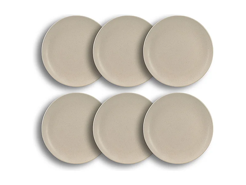 Novastyl - Lot 6 Assiettes A Dessert Arita 20.5cm En Gres Beige