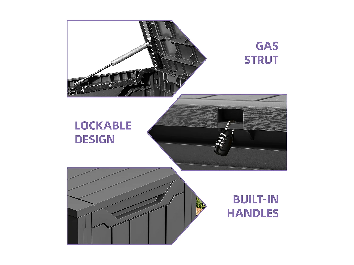 YITAHOME Boîte de Terrasse en Résine  - 380L - 115 x 55 x 58.5 CM - Intempéries - Verrouillable  - Taupe