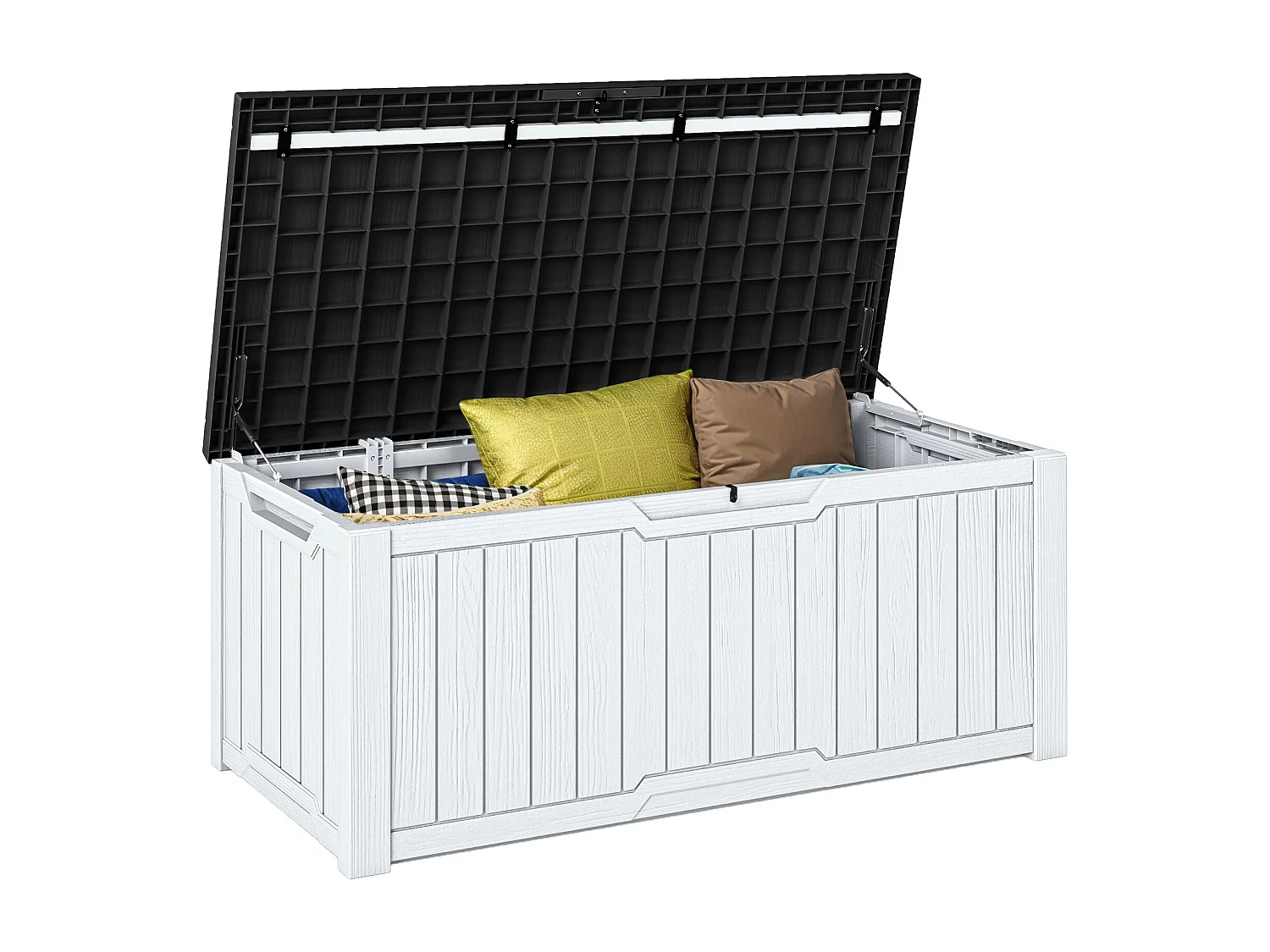 YITAHOME Boîte de rangement Extérieure - Boîte de Rangement de jardin - 142 x 67 x 69 cm - 390 L - Verrouillable - Blanc