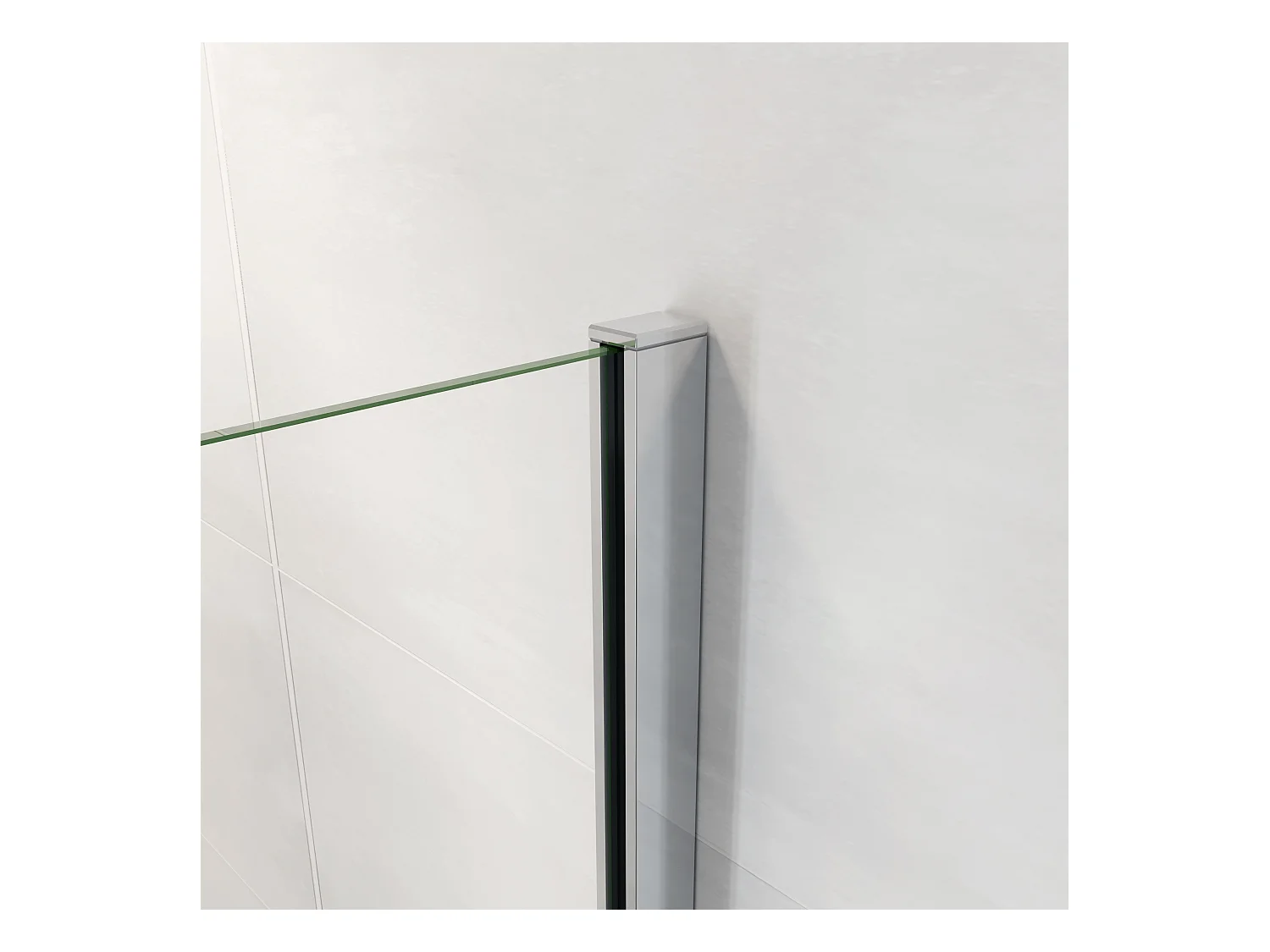 AICA paroi de douche à l'italienne chrome 70x190cm,6mm verre anticalcaire avec bandes horizontales sérigraphiées,barre de fixation 140cm en carré