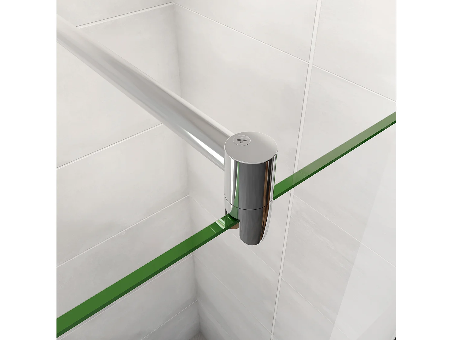 AICA paroi de douche à l'italienne 70x190cm,6mm verre anticalcaire avec bandes horizontales sérigraphiées,barre de fixation extensible 70-120cm