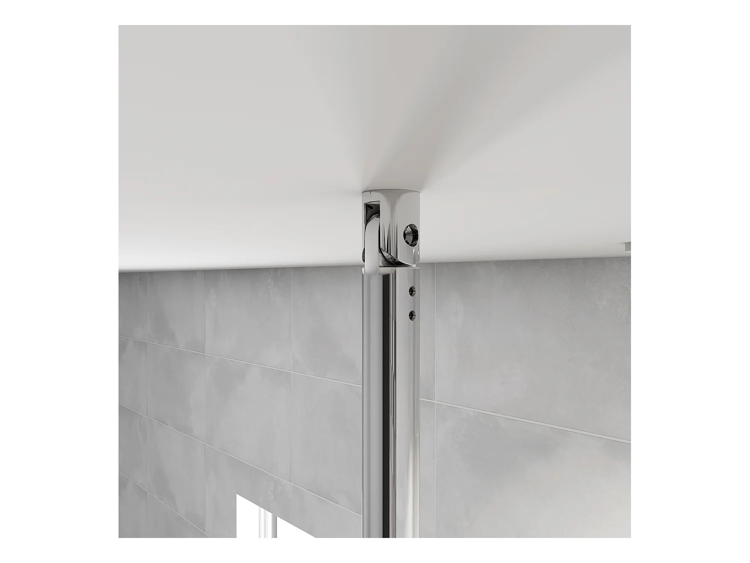 AICA paroi de douche à l'italienne chrome 80x190cm,6mm verre anticalcaire - bandes horizontales sérigraphiées,barre de fixation au plafond 90-150cm