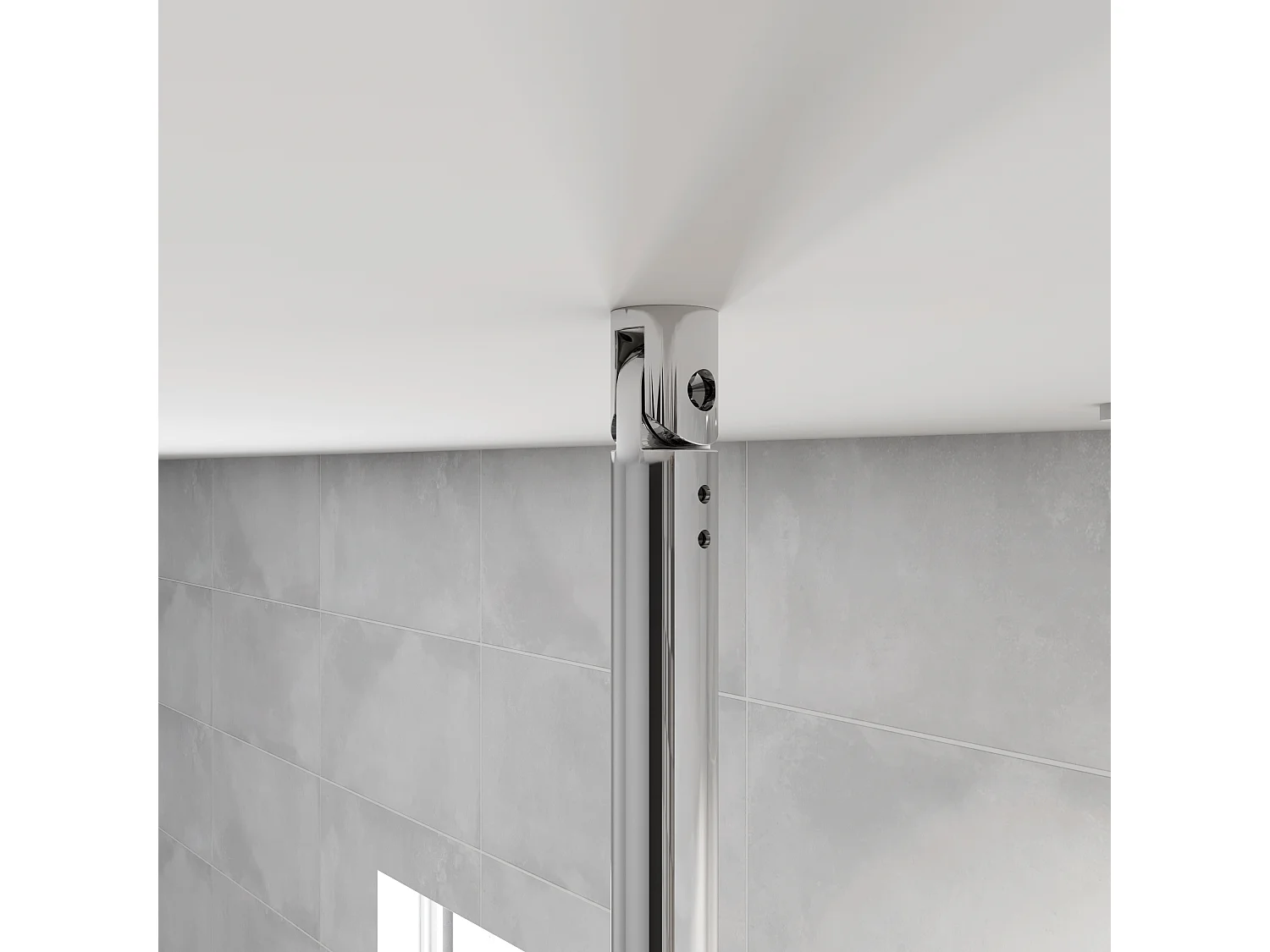 AICA paroi de douche à l'italienne chrome 110x190cm,6mm verre anticalcaire -bandes horizontales sérigraphiées,barre de fixation au plafond 90-150cm