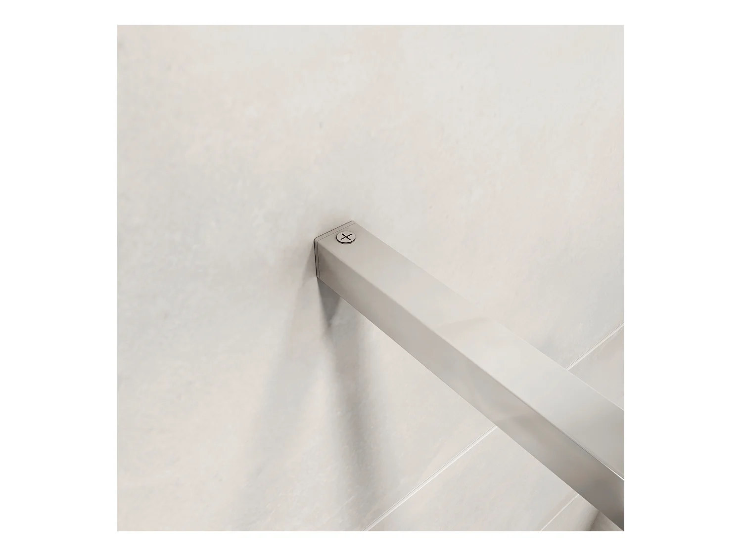 AICA paroi de douche à l'italienne chrome 90x190cm,6mm verre anticalcaire avec bandes horizontales sérigraphiées,barre de fixation 140cm en carré