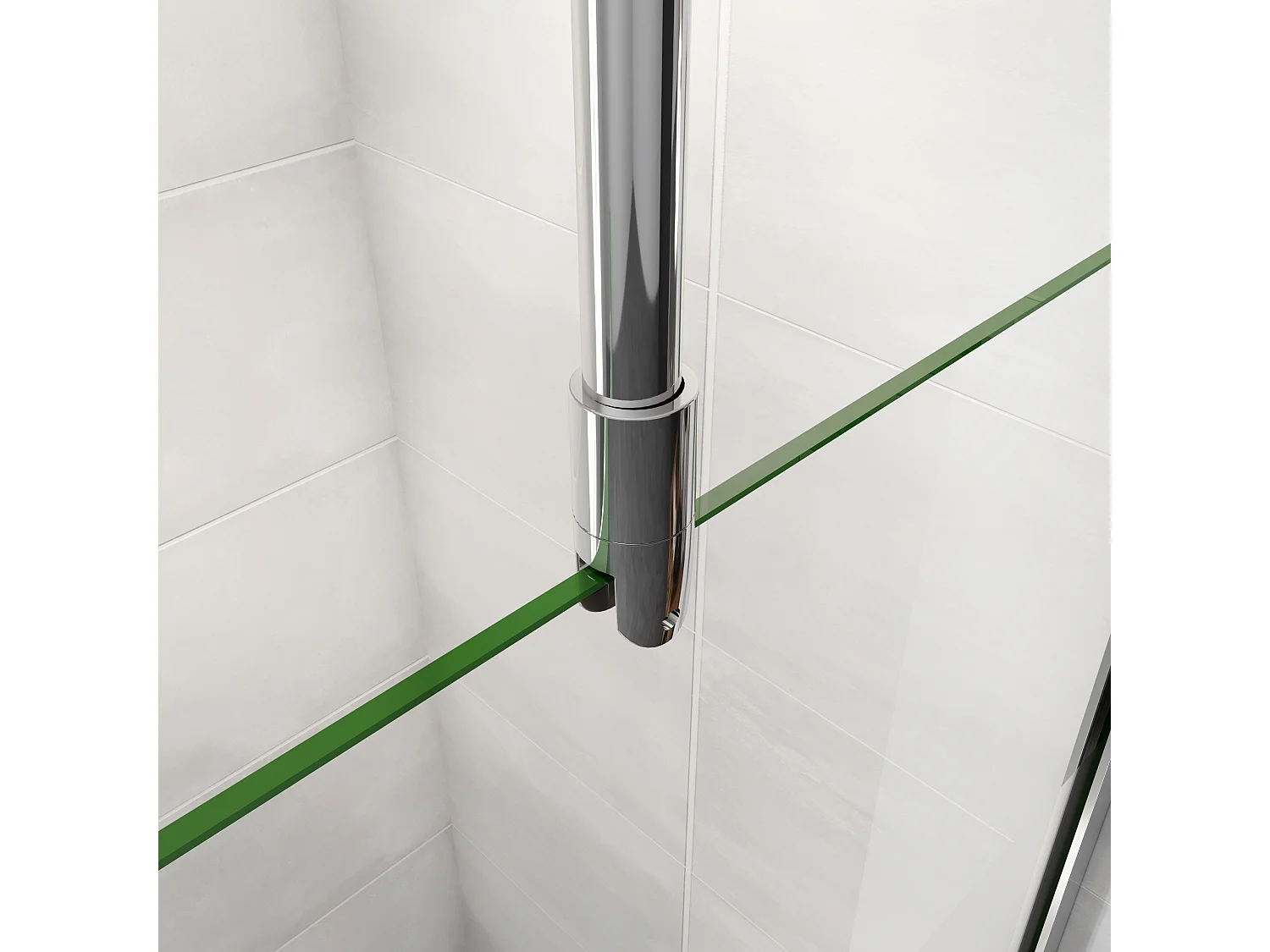 AICA paroi de douche à l'italienne chrome 120x190cm,6mm verre anticalcaire -bandes horizontales sérigraphiées,barre de fixation au plafond 90-150cm