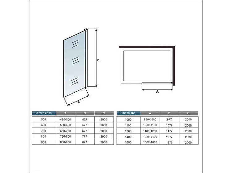 AICA paroi de douche 140x200cm avec 2 barre de fixation carrée 73-120cm,Paroi de douche à l'italienne,8mm verre anticalcaire,style atelier -Noir mat