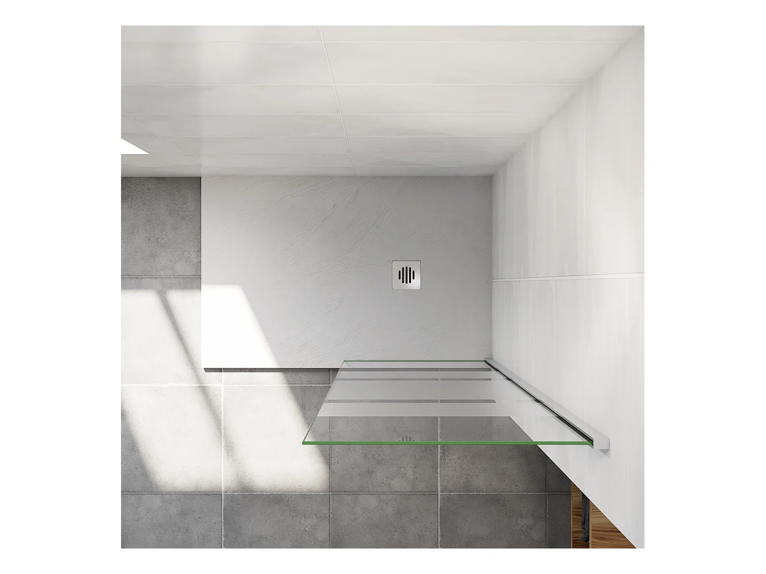 AICA paroi de douche à l'italienne 70x190cm,6mm verre anticalcaire,paroi fixe avec bandes horizontales sérigraphiées