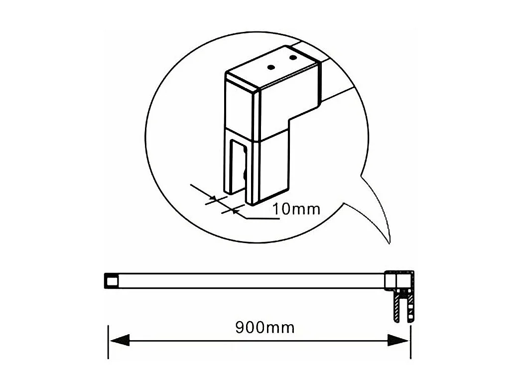 AICA paroi de douche à l'italienne chrome 140x190cm,6mm verre anticalcaire avec bandes horizontales sérigraphiées,barre de fixation 90cm en carré