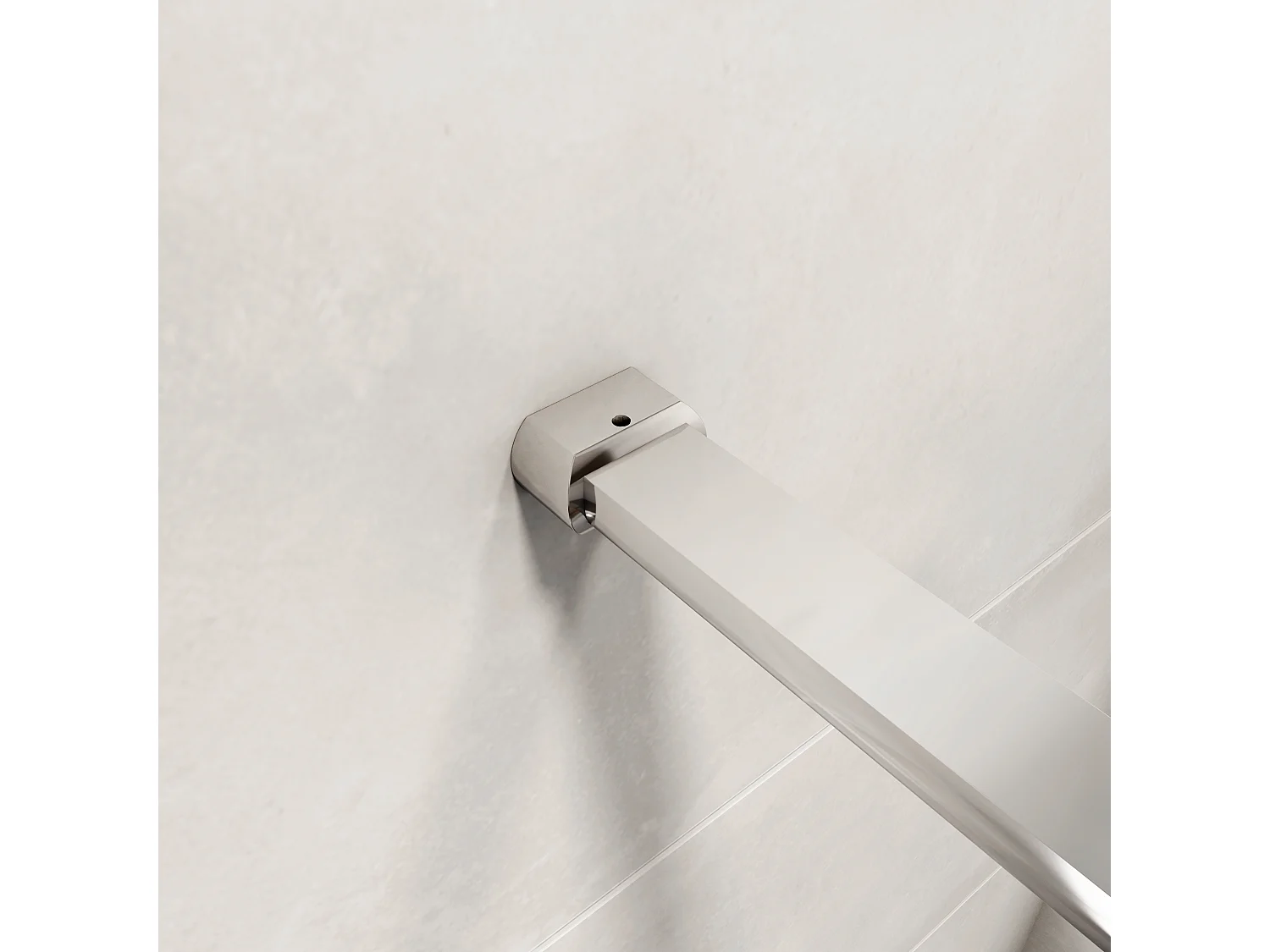 AICA inloopdouchewand chroom 140x190cm, 6mm antikalk glas met horizontale zeefdrukbanden, met 90cm bevestigingsstang