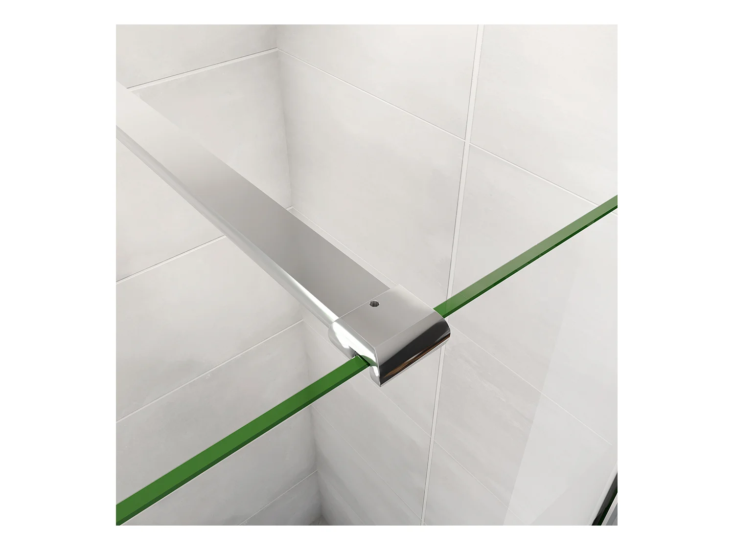 AICA paroi de douche à l'italienne chrome 70x190cm,6mm verre anticalcaire avec bandes horizontales sérigraphiées,avec barre de fixation 90cm