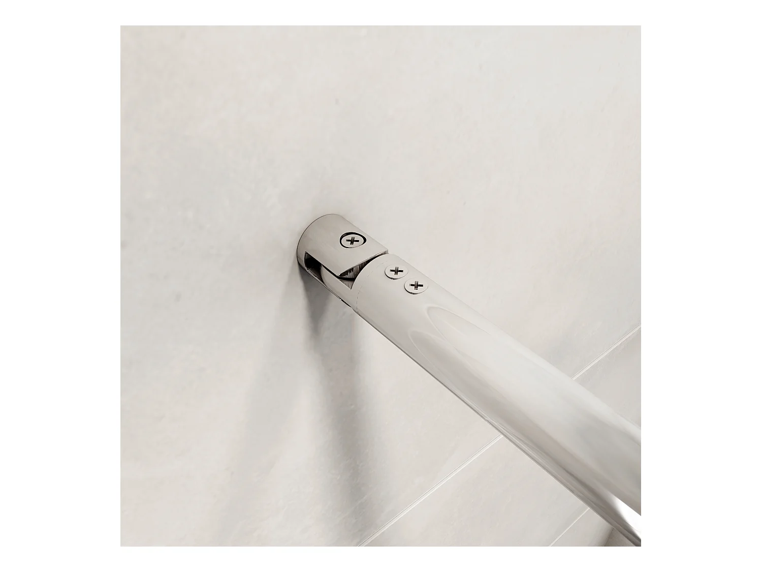 AICA inloopdouchewand 90x190cm, 6mm antikalk glas met horizontale zeefdrukbanden, uitschuifbare bevestigingsstang 70-120cm