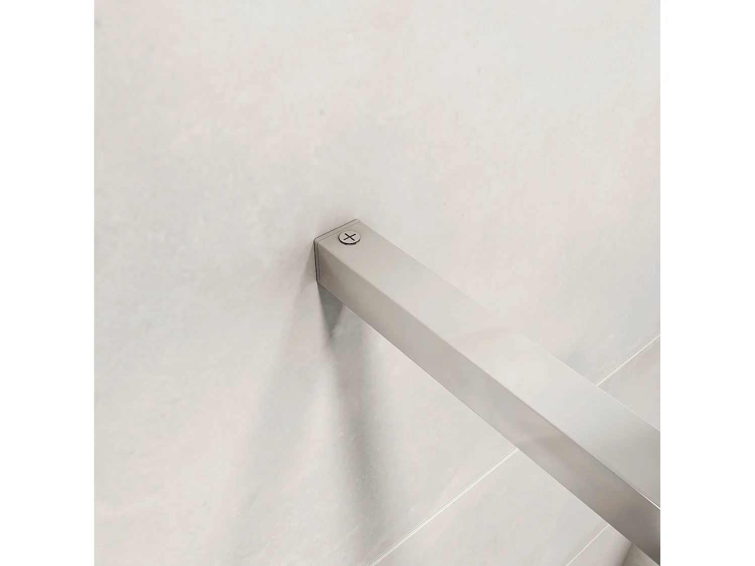 AICA paroi de douche à l'italienne chrome 110x190cm,6mm verre anticalcaire avec bandes horizontales sérigraphiées,barre de fixation 90cm en carré