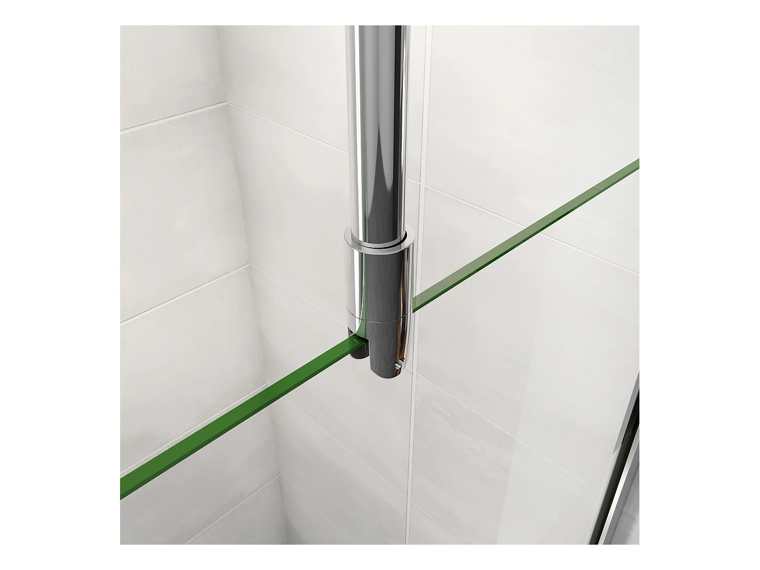 AICA paroi de douche à l'italienne chrome 90x190cm,6mm verre anticalcaire - bandes horizontales sérigraphiées,barre de fixation au plafond 90-150cm