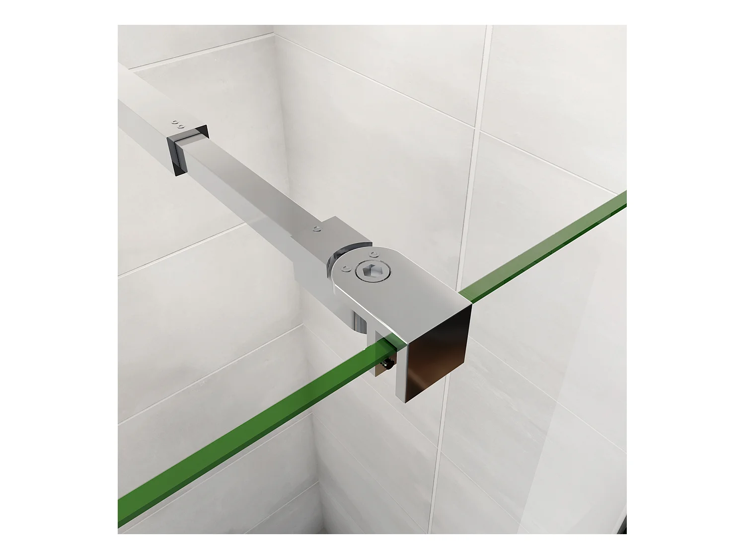 AICA paroi de douche à l'italienne 90x190cm,6mm verre anticalcaire avec bandes horizontales sérigraphiées,barre de fixation extensible 73-120cm