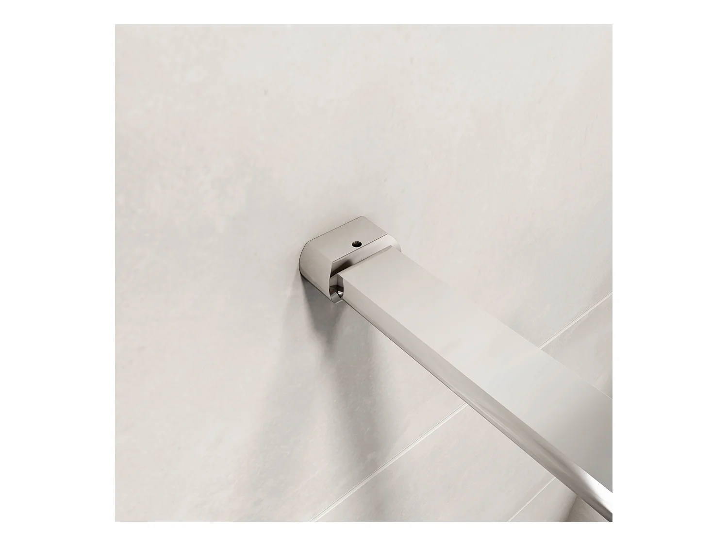 AICA inloopdouchewand chroom 110x190cm, 6mm antikalk glas met horizontale zeefdrukbanden, met bevestigingsstang 140cm