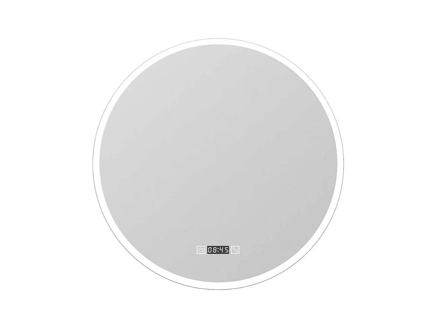 AICA Miroir de salle de bain rond 80x80cm avec Horloge, LED, Tricolore, Anti-Buée
