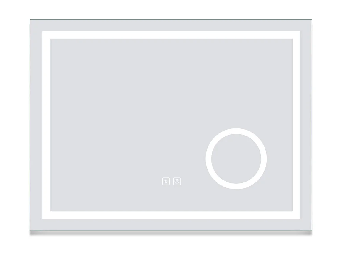 AICA Miroir de salle de bain Bluetooth 100x60 cm, LED tricolore + loupe + mémoire + dimmable + anti-buée, IP44