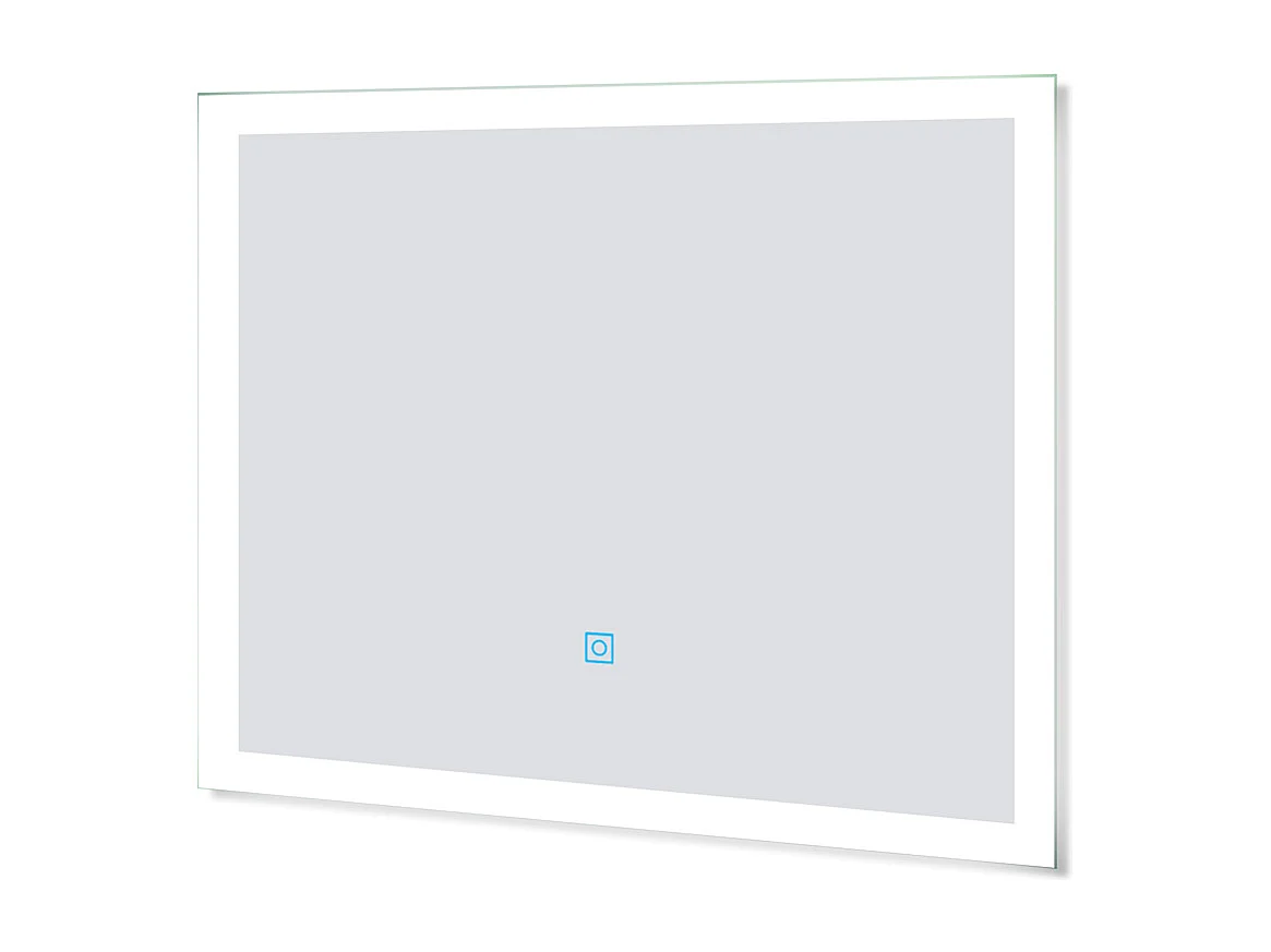 AICA Miroir lumineux à LED, 60x50cm, dimmable, avec mémoire et anti-buée, IP44, horizontal/vertical, blanc froid