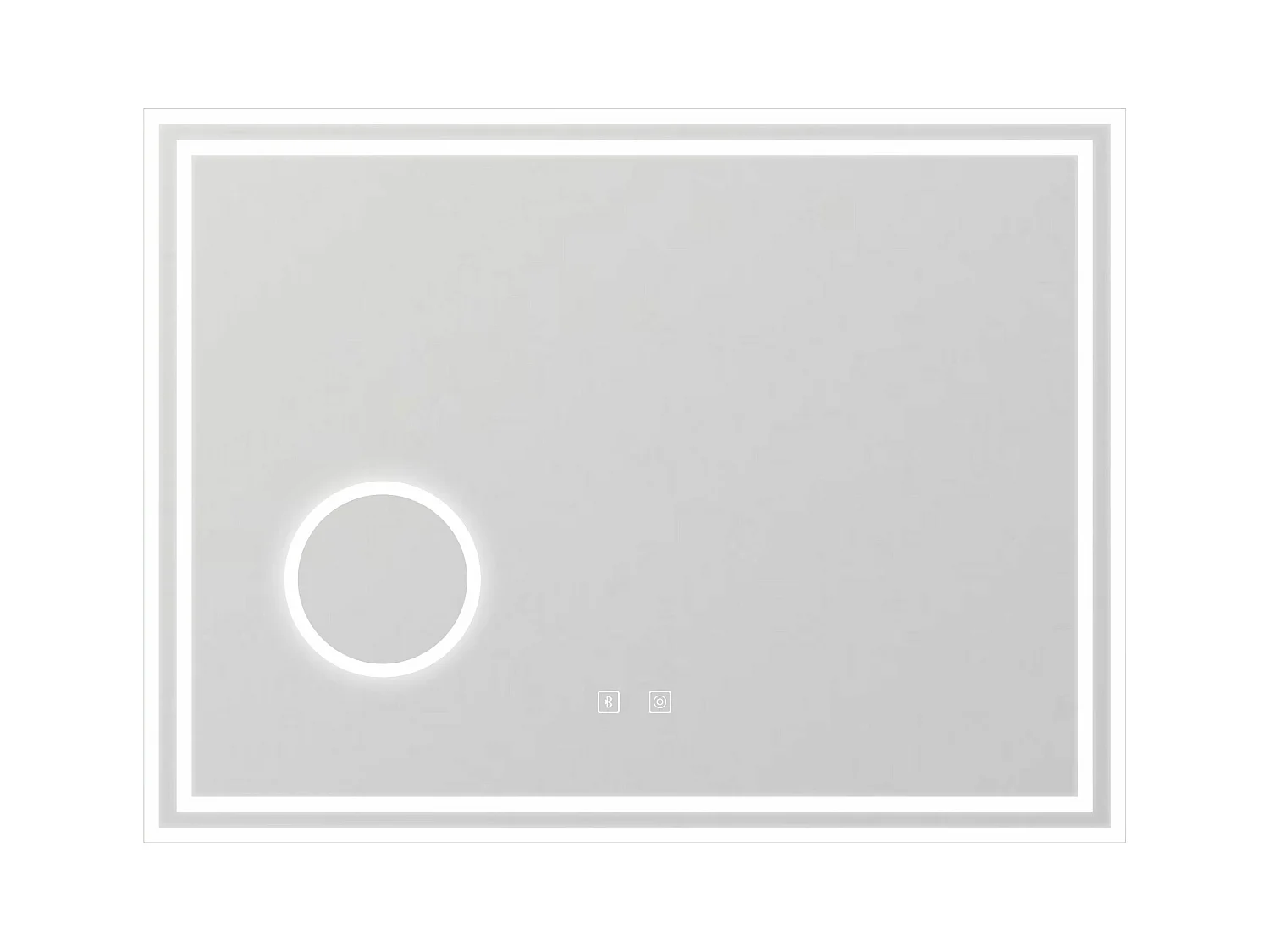 AICA Miroir salle de bain Bluetooth 100x60cm tricolore avec loupe 3x, dimmable, mémoire et anti-buée, IP44 Miroir LED