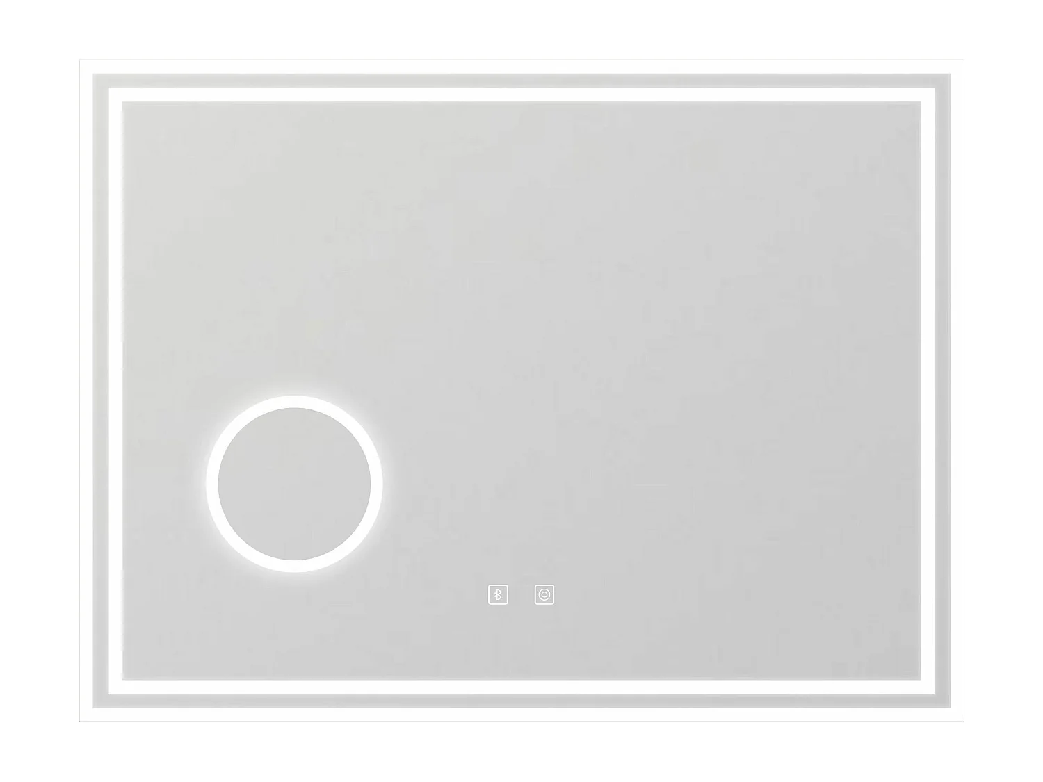 AICA Miroir salle de bain Bluetooth 100x60cm tricolore avec loupe 3x, dimmable, mémoire et anti-buée, IP44 Miroir LED