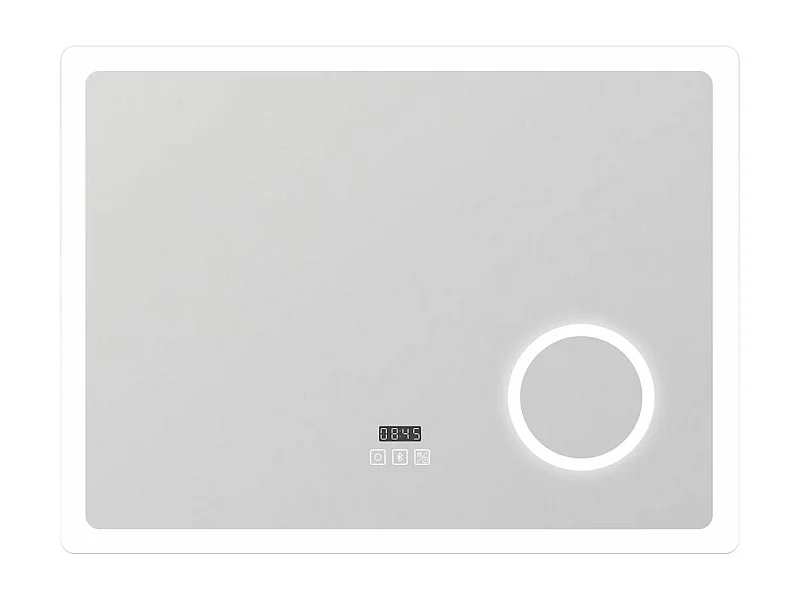 AICA Miroir salle de bain bluetooth + loupe + horloge + tricolore + anti-buée 100x60cm dimmable,mémoire,tactile,led