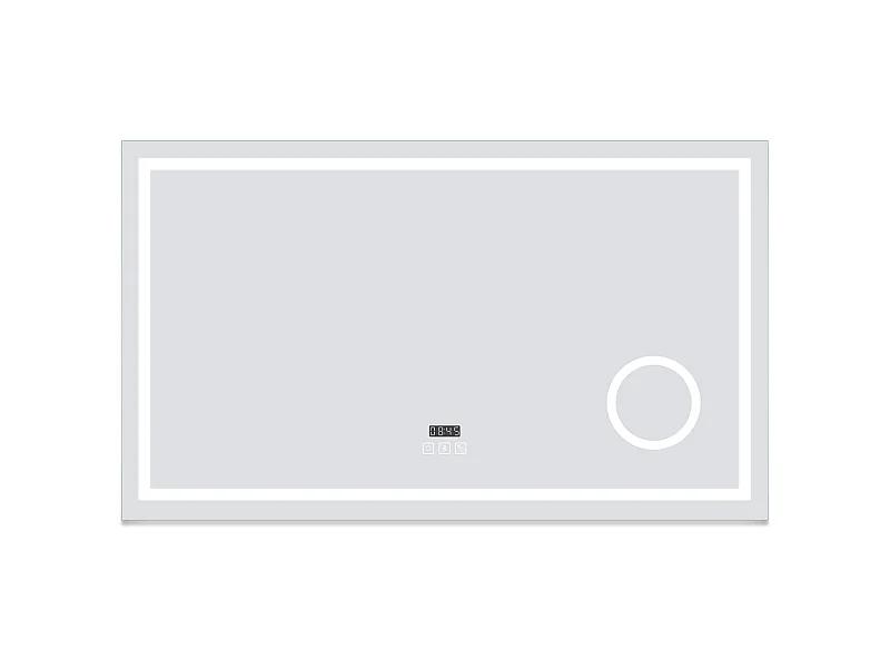 AICA Miroir de salle de bain LED 140x80cm tricolore anti-buée + loupe + bluetooth + horloge + mémoire + dimmable