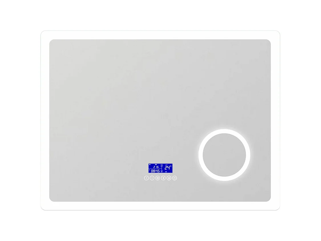 AICA Miroir de salle de bain led bluetooth, 80x60cm Anti-buée, 3x Loupe, 3 couleurs de lumière