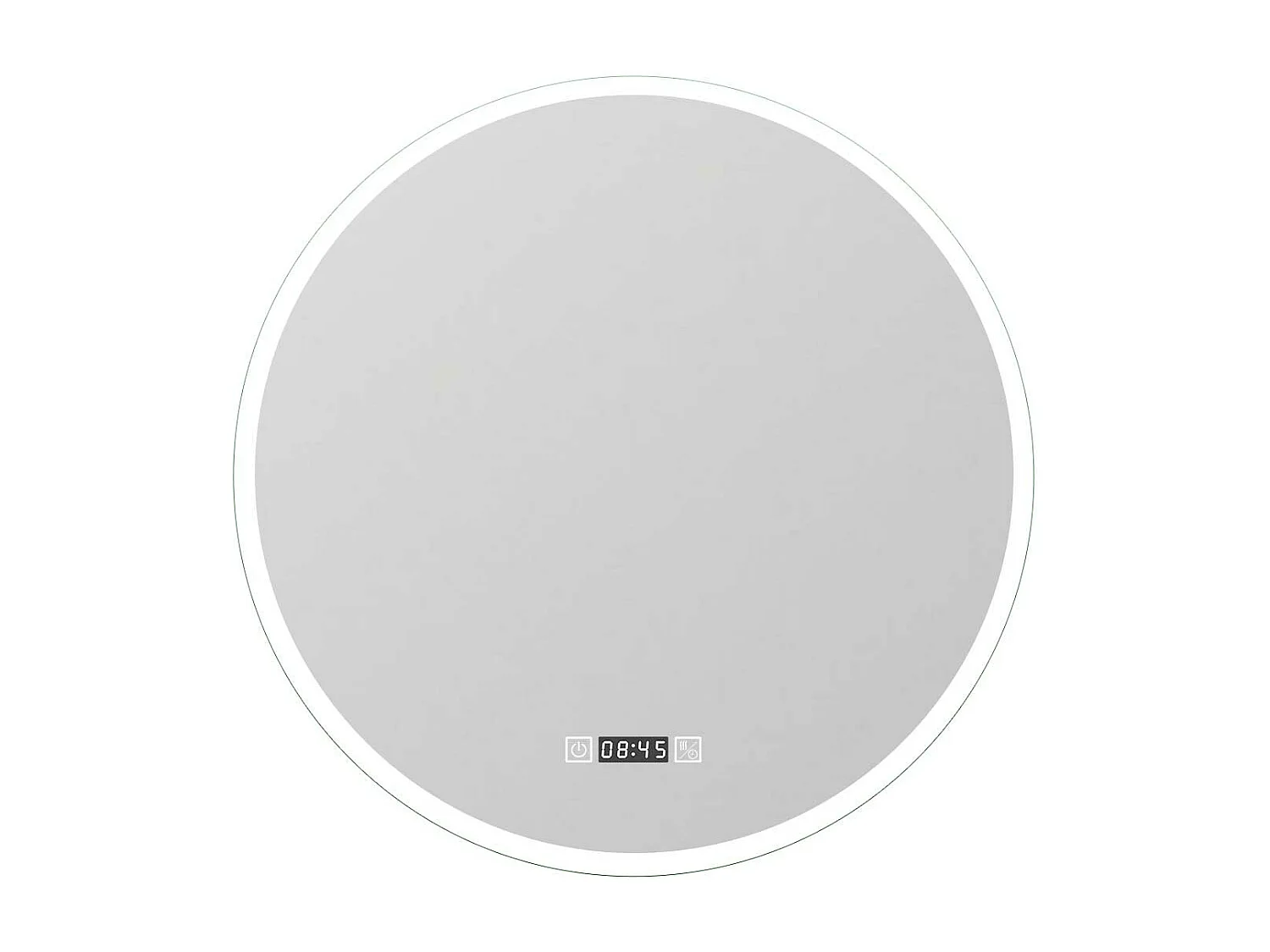 AICA Miroir de salle de bain rond 60x60cm avec Horloge, LED, Tricolore, Anti-Buée