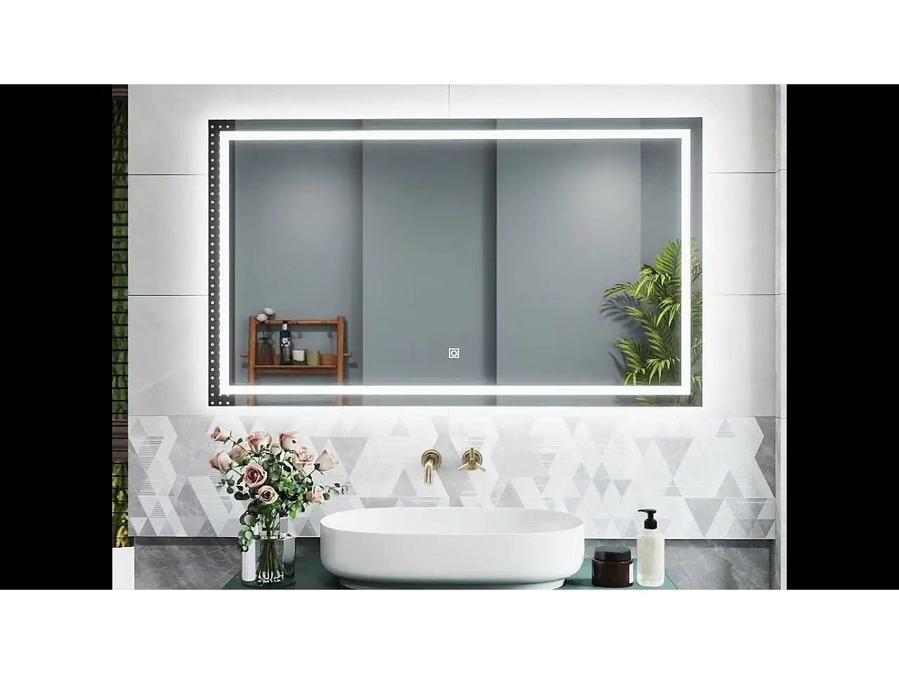 AICA Miroir de salle de bain 120x70cm Tri-color anti-buée LED avec mémoire et lumière gradation