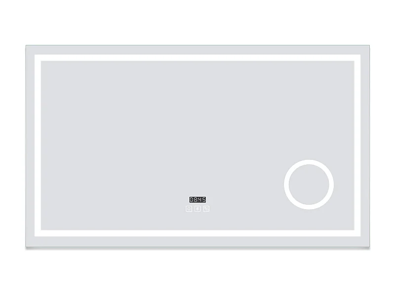 AICA Miroir de salle de bain LED 120x70cm tricolore anti-buée + loupe + bluetooth + horloge + mémoire + dimmable