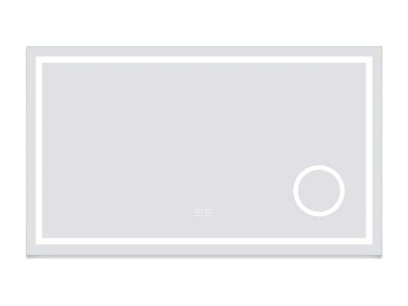 AICA Miroir de salle de bain Bluetooth 140x80 cm, LED tricolore + loupe + mémoire + dimmable + anti-buée, IP44