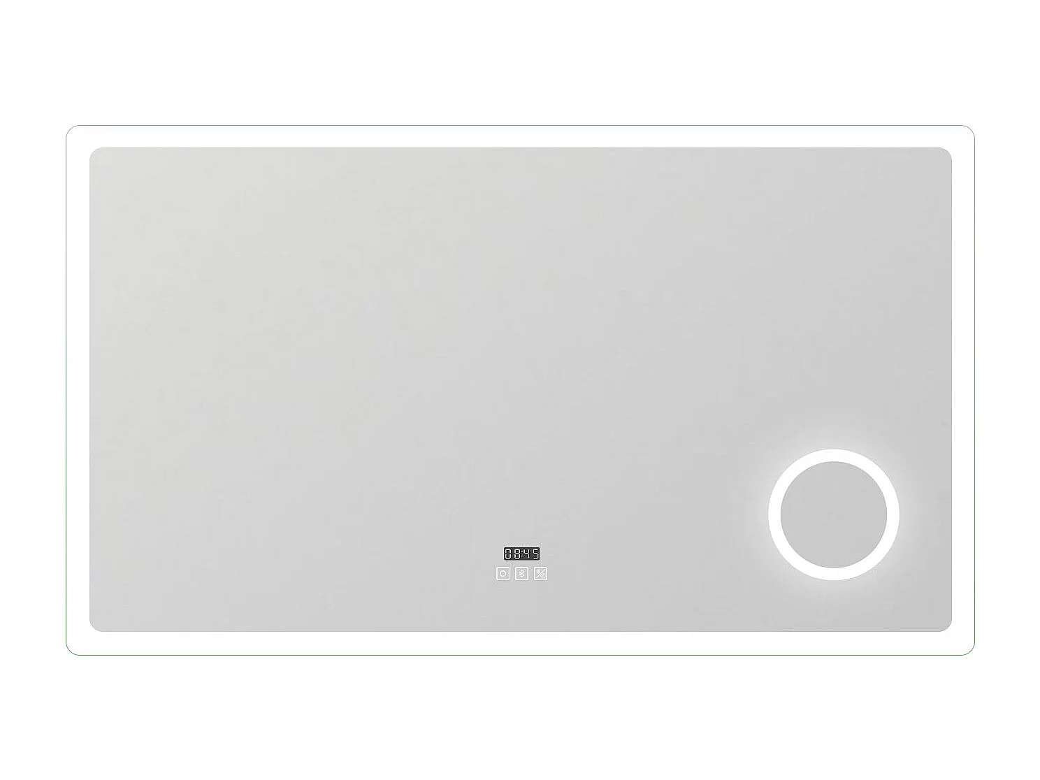 AICA Miroir salle de bain bluetooth + loupe + horloge + tricolore + anti-buée 140x80cm dimmable,mémoire,tactile,led