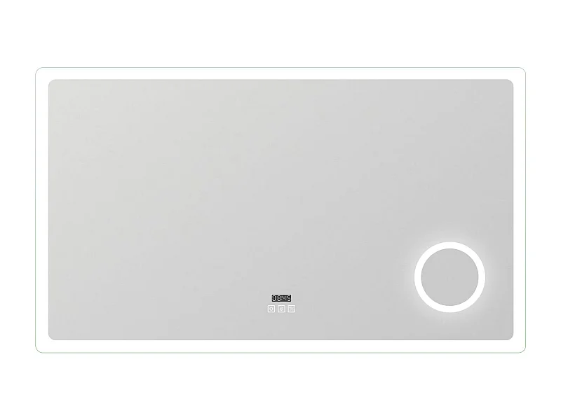 AICA Miroir salle de bain bluetooth + loupe + horloge + tricolore + anti-buée 140x80cm dimmable,mémoire,tactile,led