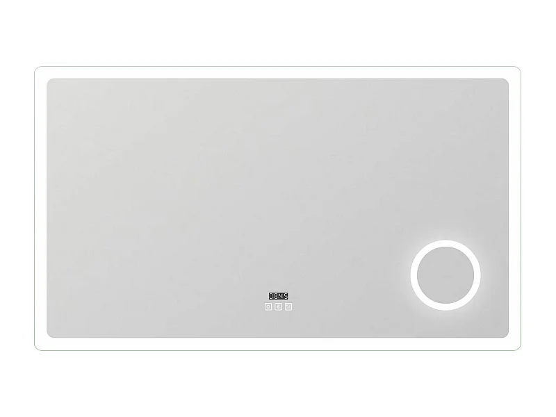AICA Miroir salle de bain bluetooth + loupe + horloge + tricolore + anti-buée 160x80cm dimmable,mémoire,tactile,led