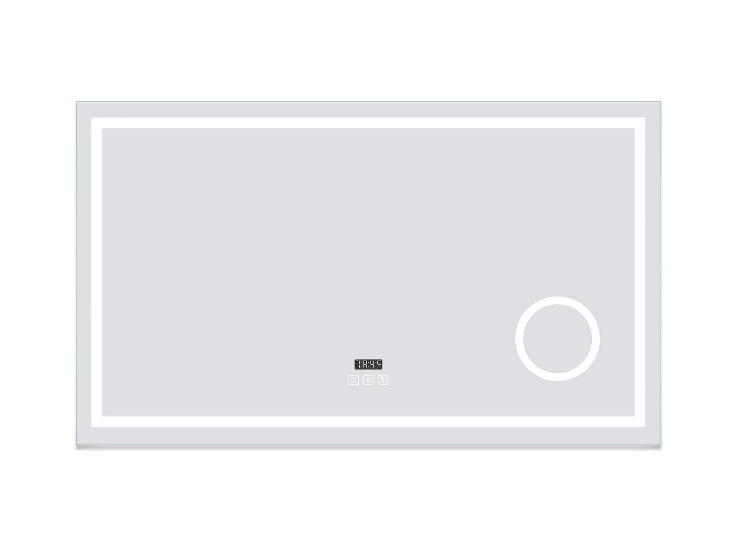 AICA Miroir de salle de bain LED 160x80cm tricolore anti-buée + loupe + bluetooth + horloge + mémoire + dimmable