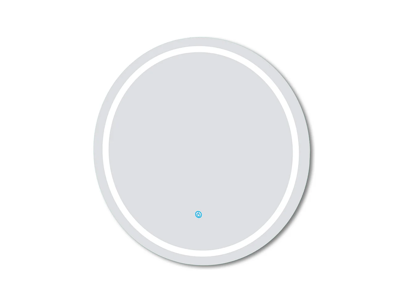 AICA Miroir LED rond de 60cm, dimmable + mémoire + antibuée, IP44, avec interrupteur tactile, 6000k blanc froid