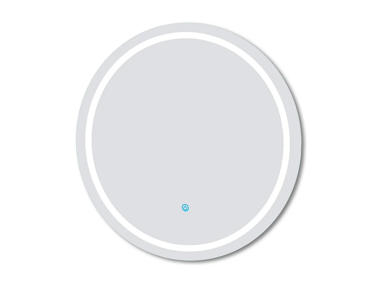 AICA Miroir LED rond de 60cm, dimmable + mémoire + antibuée, IP44, avec interrupteur tactile, 6000k blanc froid