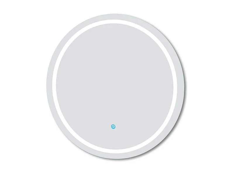 AICA Miroir LED rond de 60cm, dimmable + mémoire + antibuée, IP44, avec interrupteur tactile, 6000k blanc froid