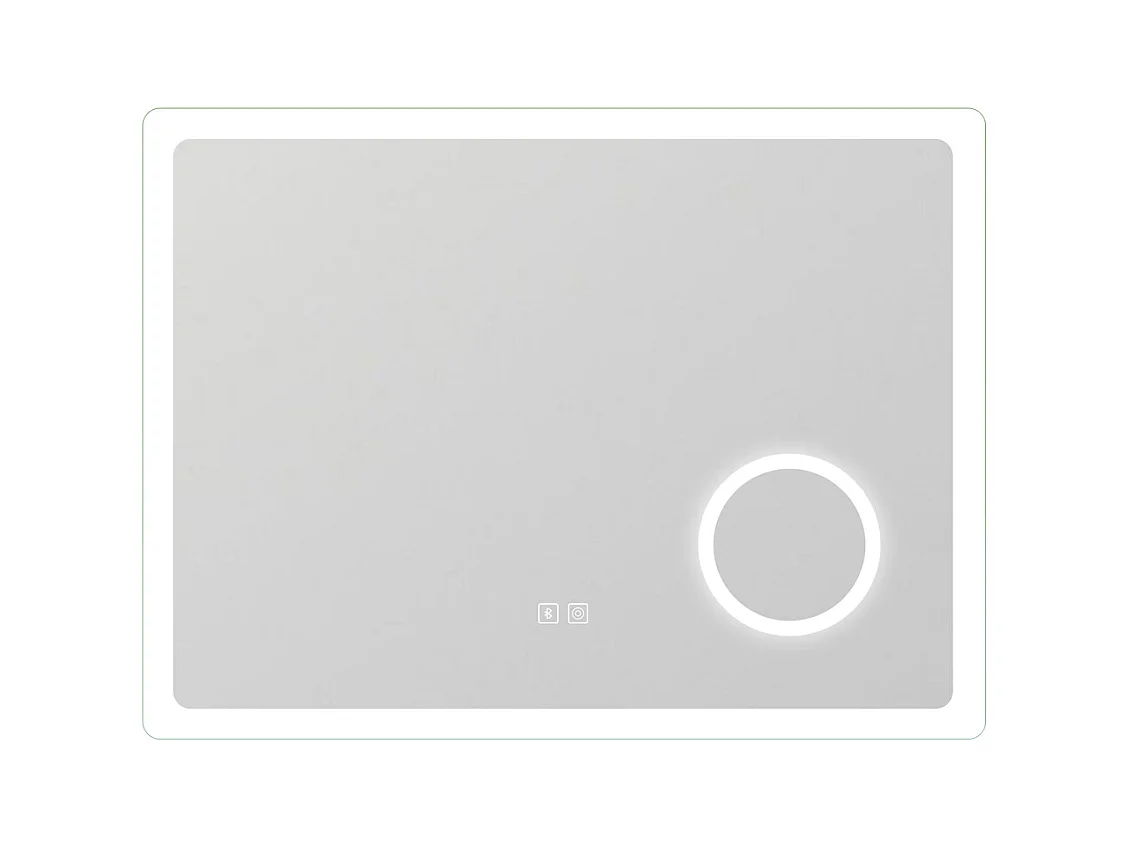 AICA Miroir de salle de bain LED 80x60cm tricolor anti-buée avec bluetooth et loupe 3x,mémoire et lumière gradation