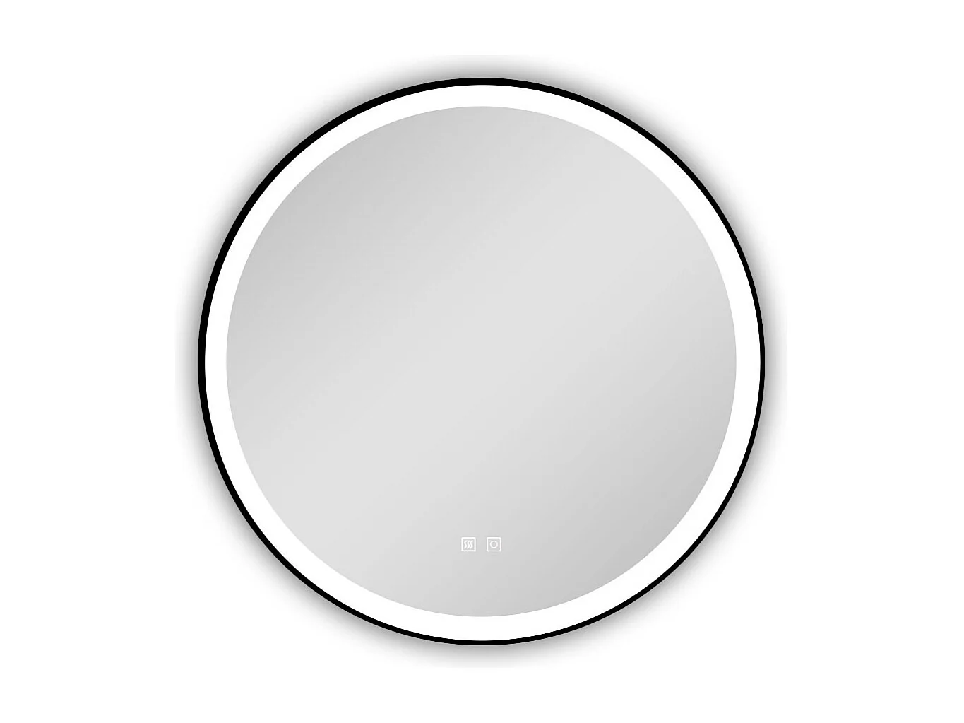 AICA Miroir de salle de bain LED rond 60cm avec cadre noir, tricolore + anti-buée + mémoire + gradation infinie
