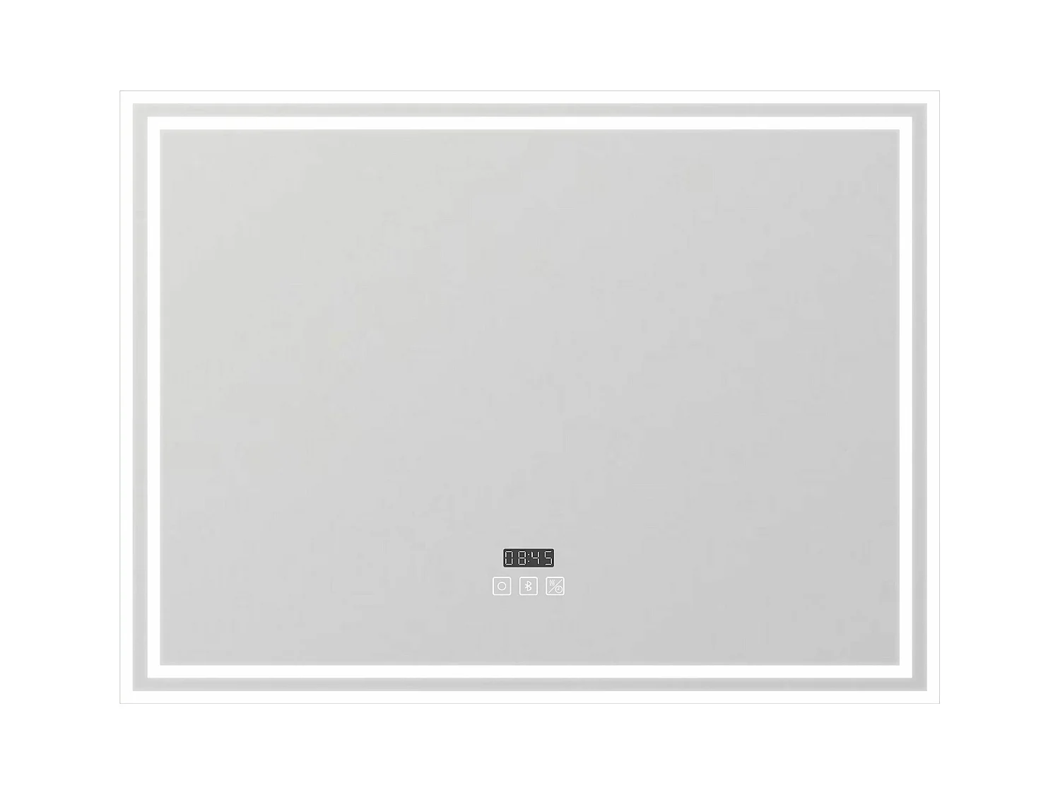 AICA Miroir de salle de bain Bluetooth 100x60 cm, tricolore + horloge + mémoire + dimmable + anti-buée, IP44 Miroir LED